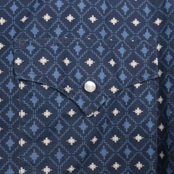 Ely Cattleman Shirt Mens XL Pearl Snap Navy Aztec Print Cowboy Rodeo Long Sleeve - Picture 6 of 7